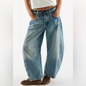 We The Free "Good Luck" Mid-Rise Barrel Jeans